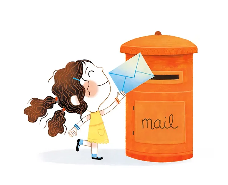 Little girl sending a letter